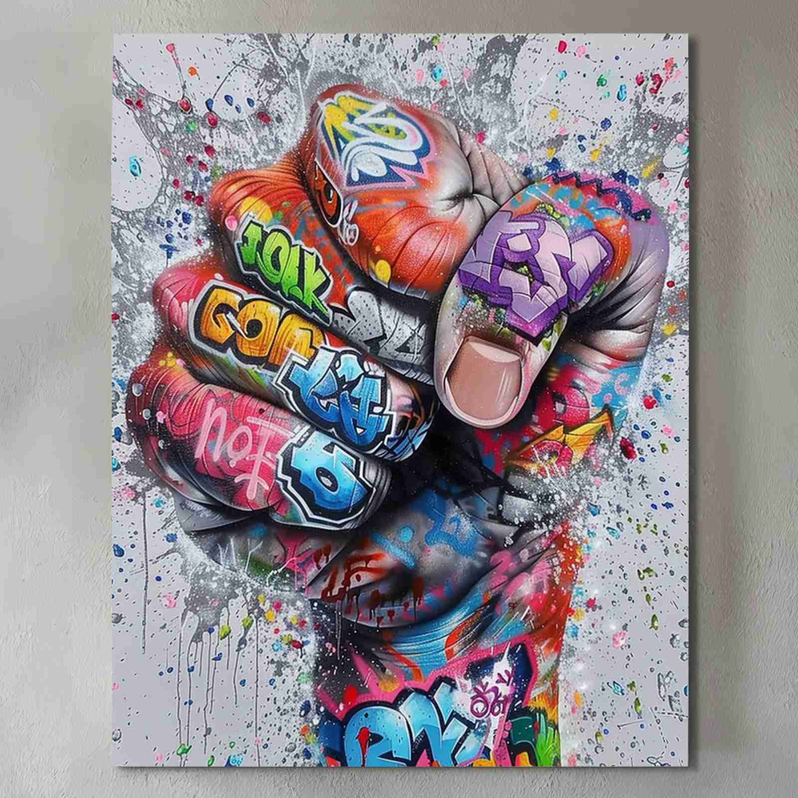 Graffiti Fist Power Canvas Wall Art