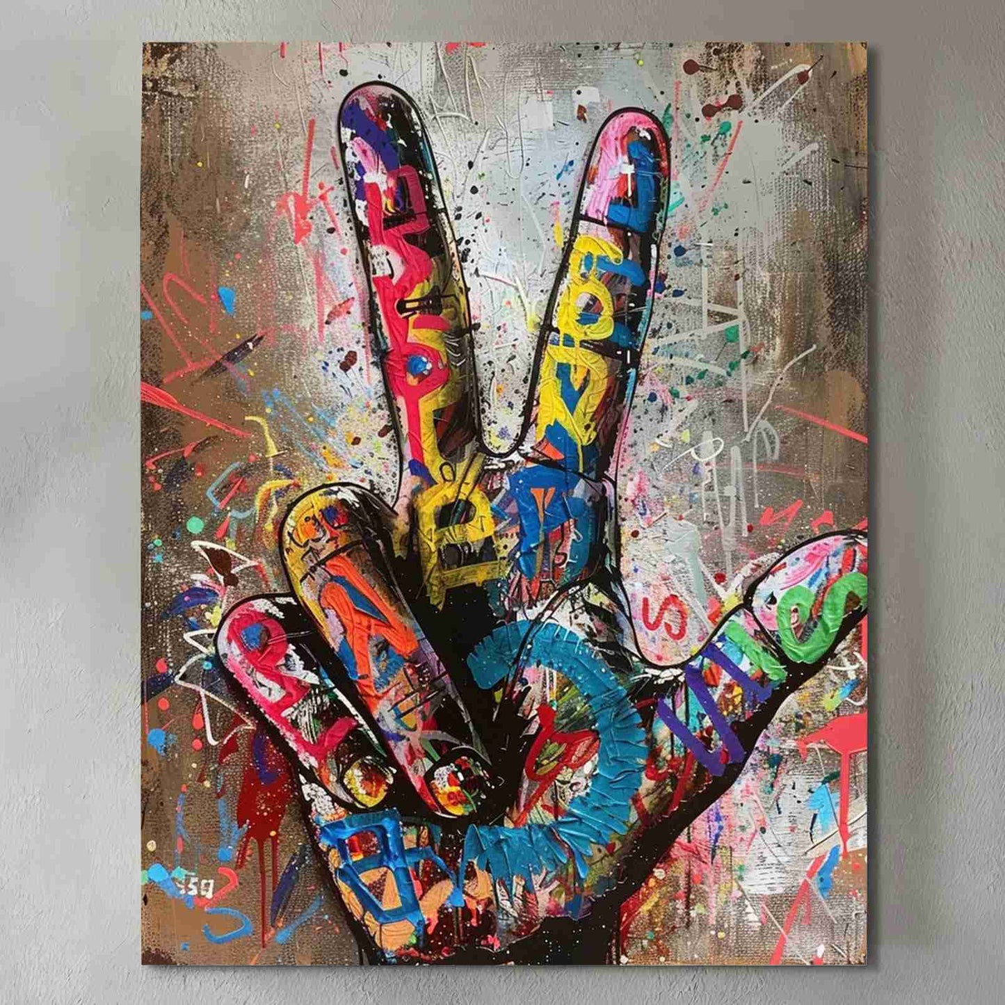 Graffiti Peace Sign Canvas Wall Art