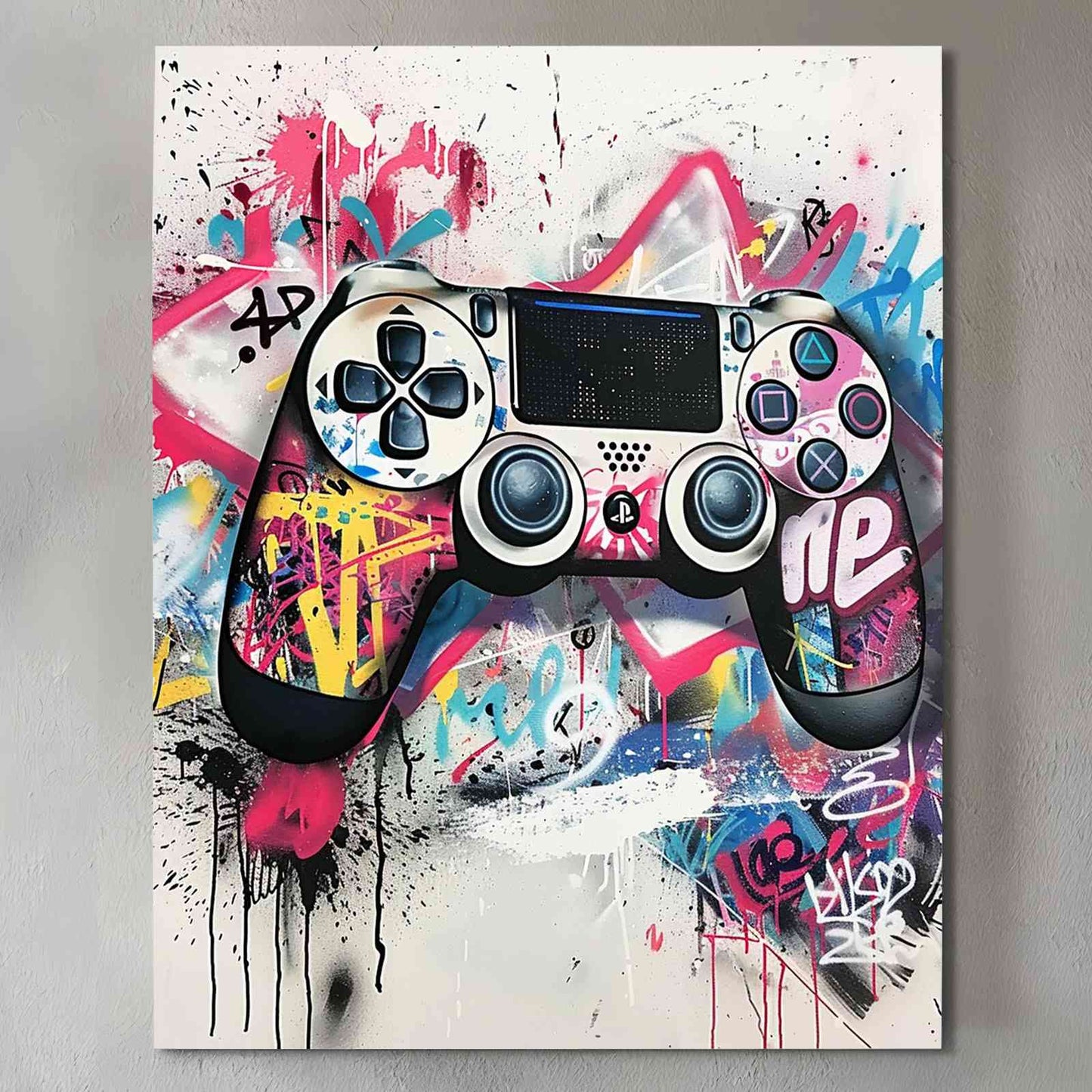 Graffiti Gaming Controller Canvas Wall Art