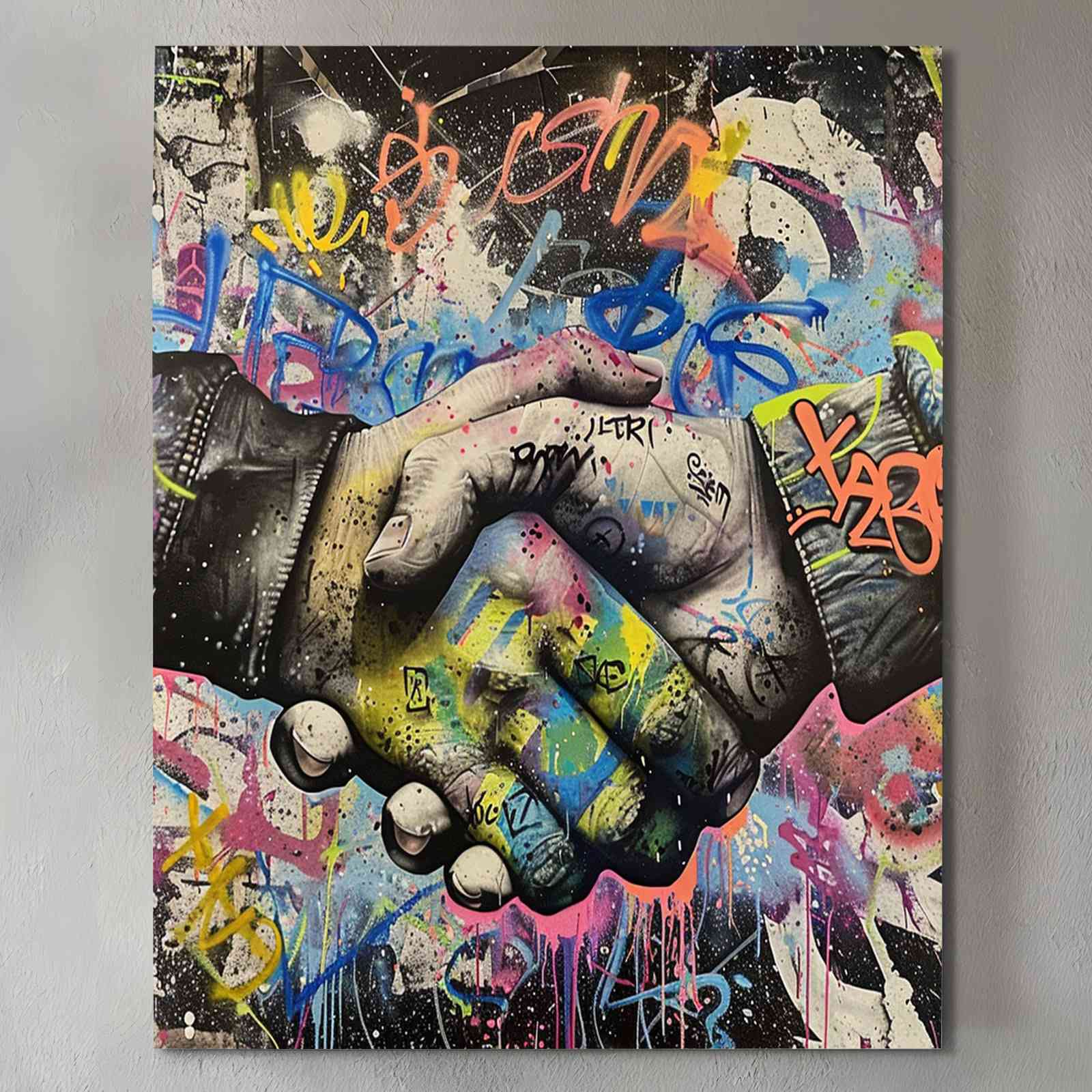 Graffiti Handshake Canvas Wall Art