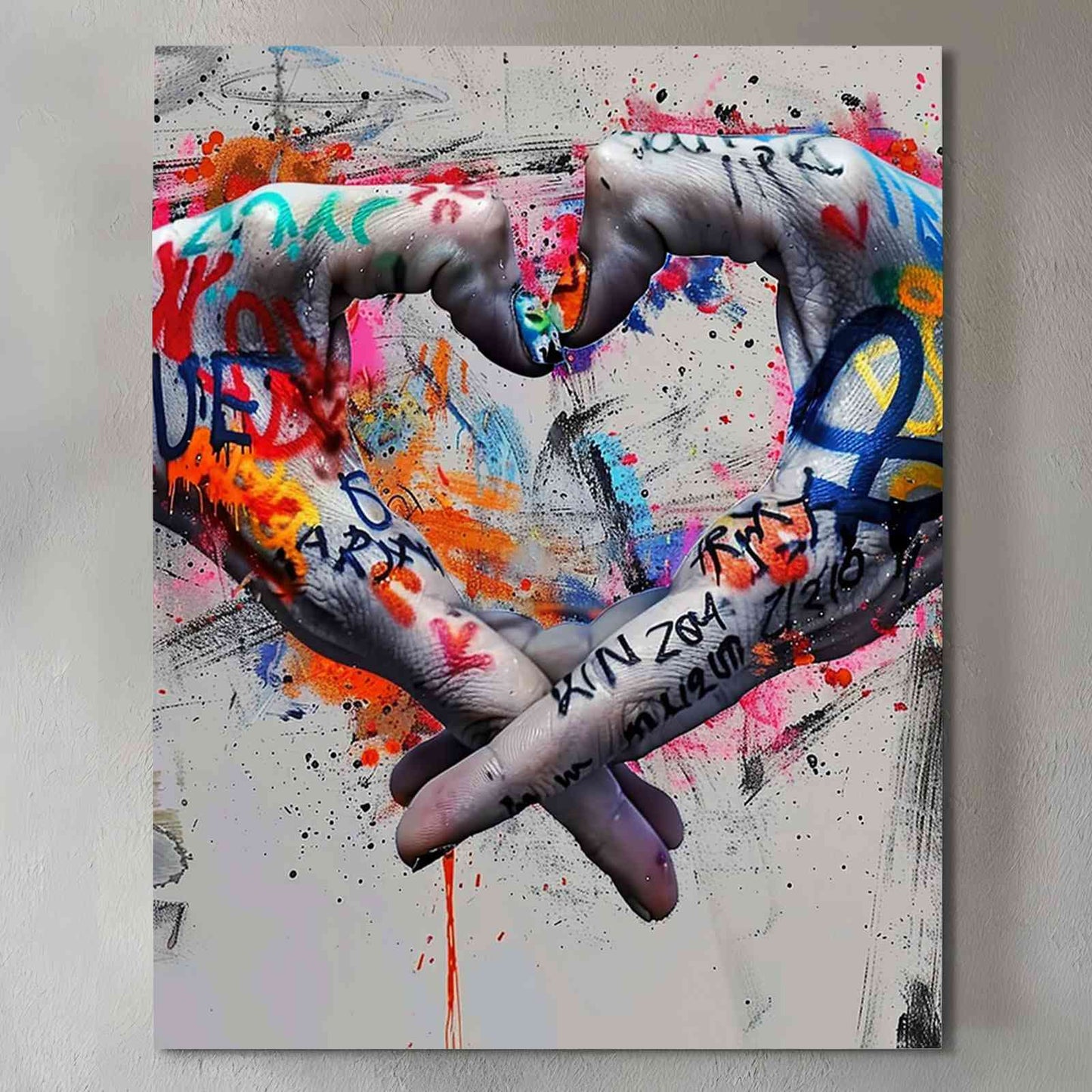 Graffiti Heart Hands Urban Canvas Wall Art