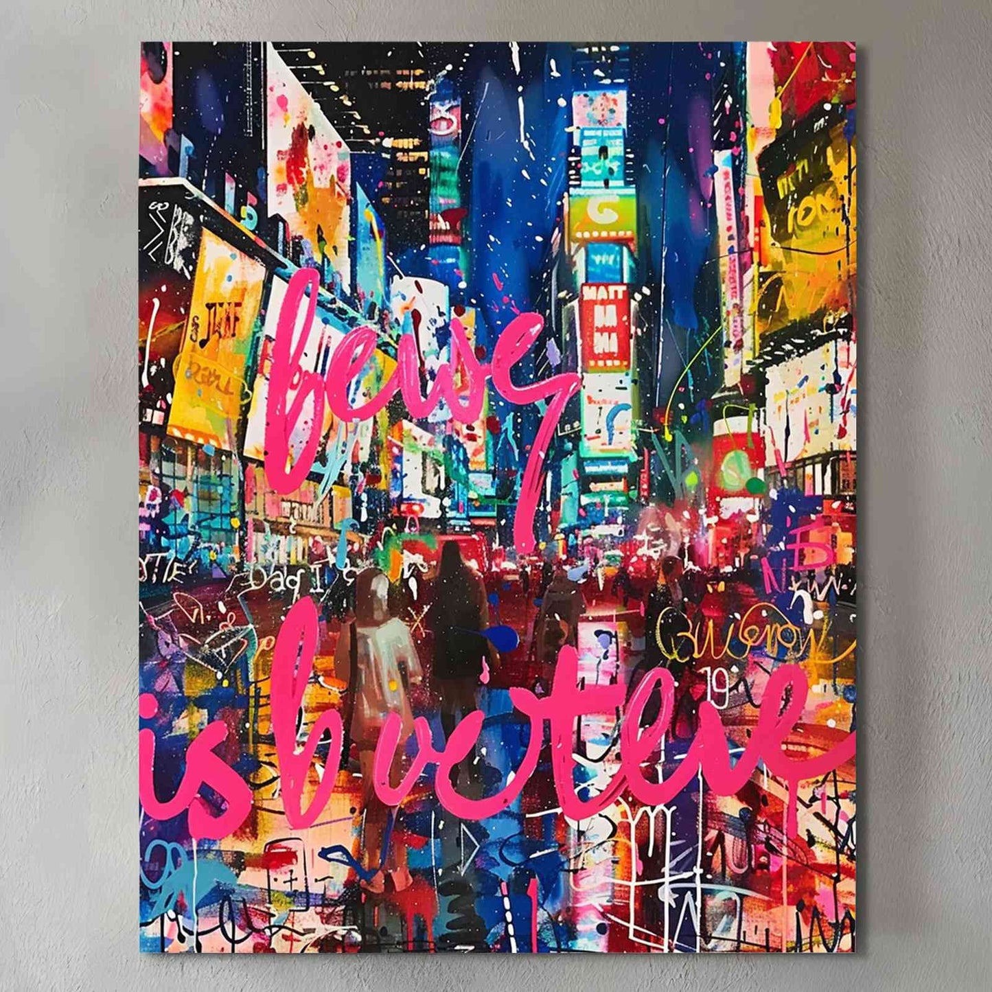 Graffiti Times Square Night Canvas Wall Art