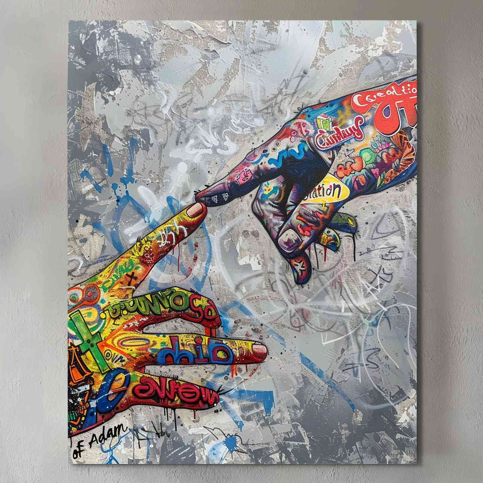 Graffiti Creation of Adam Canvas Wall Art