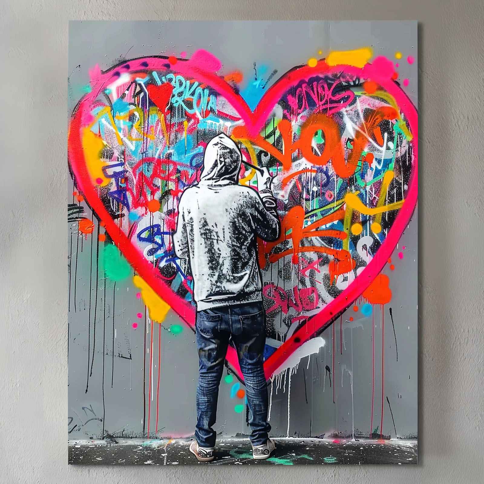 Personalized good Conversation Heart Painting | Custom Spray Paint on Canvas (12