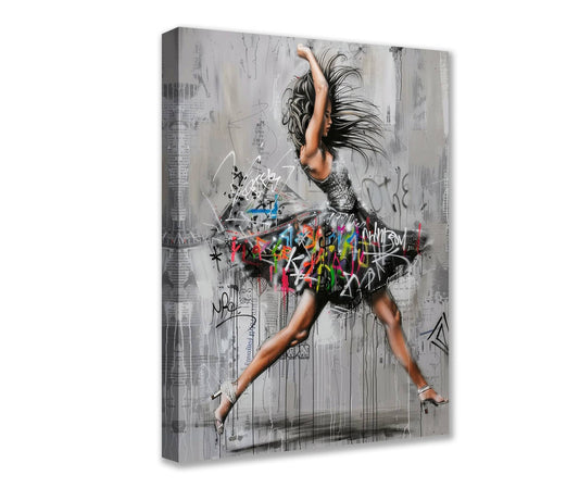 Graffiti Dancing Woman Canvas Wall Art