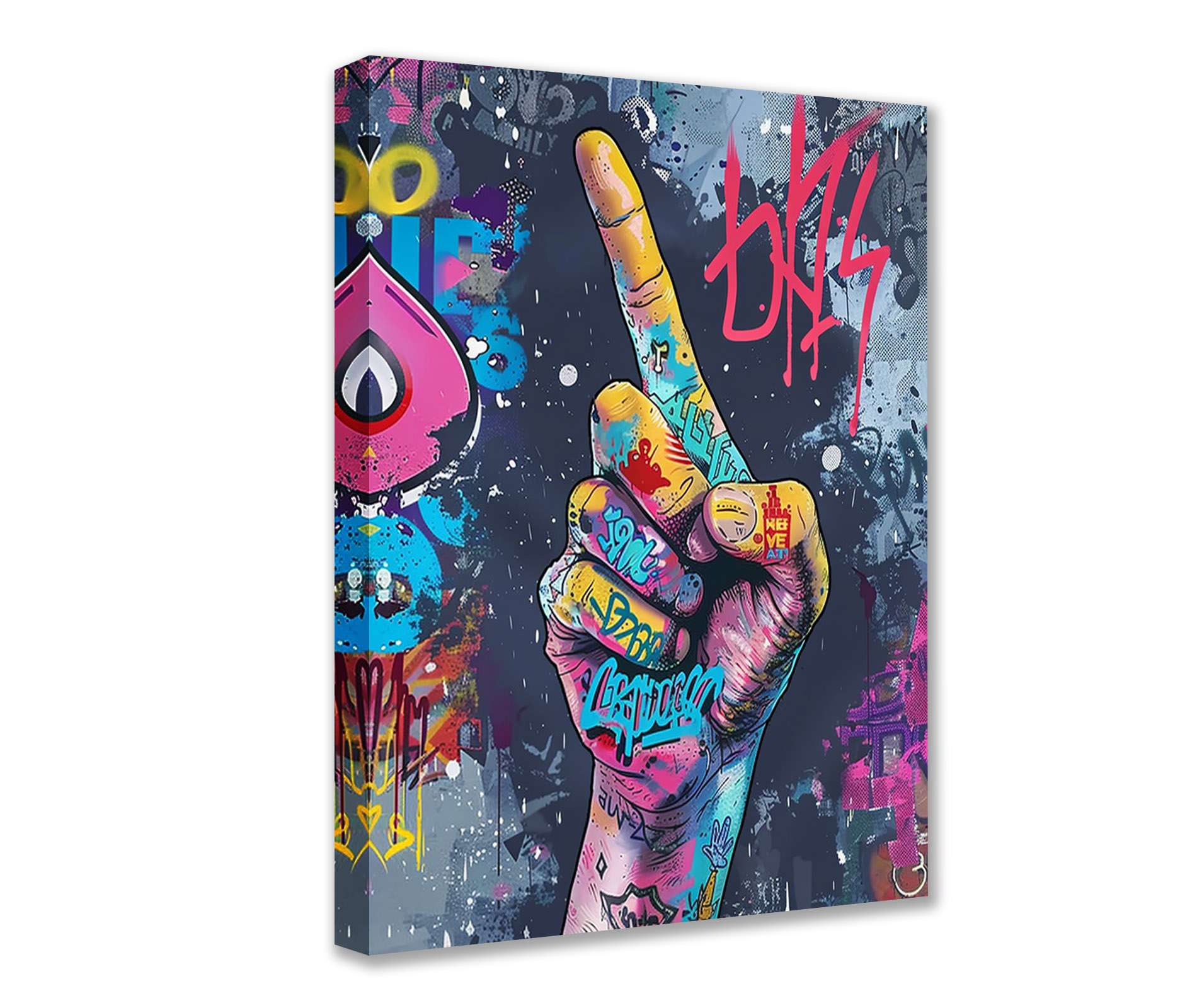 Graffiti Hand Gesture Canvas Wall Art