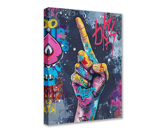 Graffiti Hand Gesture Canvas Wall Art