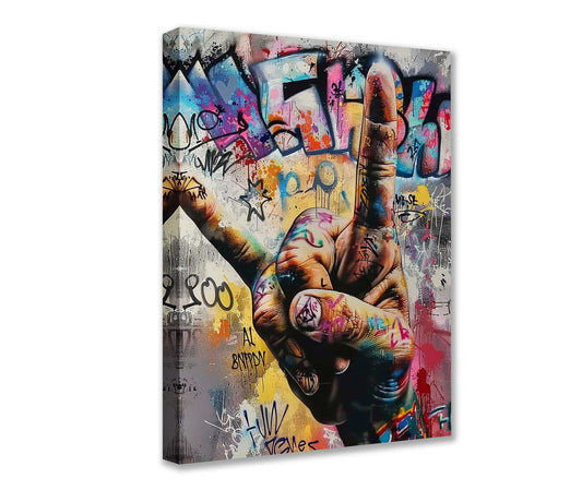 Graffiti Rock Hand Gesture Canvas Wall Art