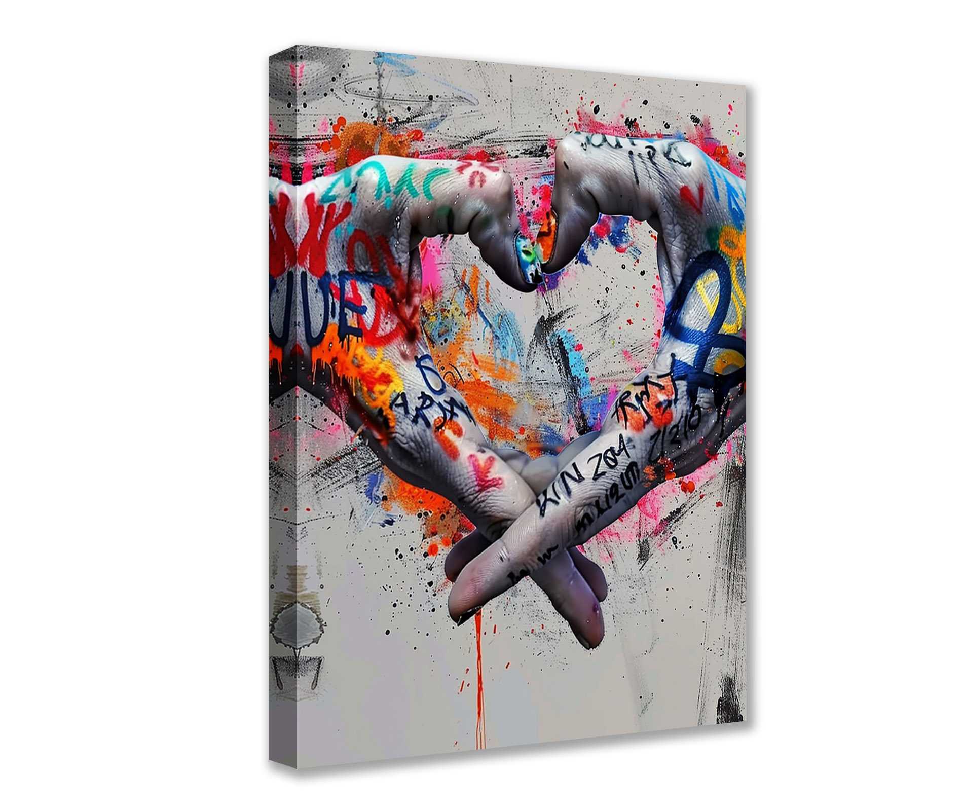 Graffiti Heart Hands Urban Canvas Wall Art