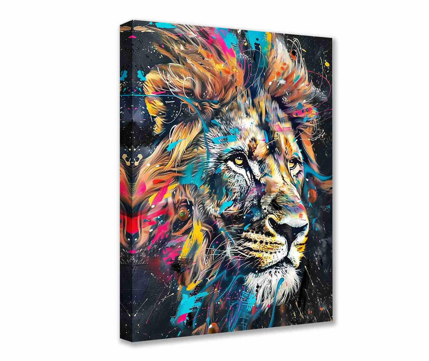 Graffiti Lion Portrait Canvas Wall Art