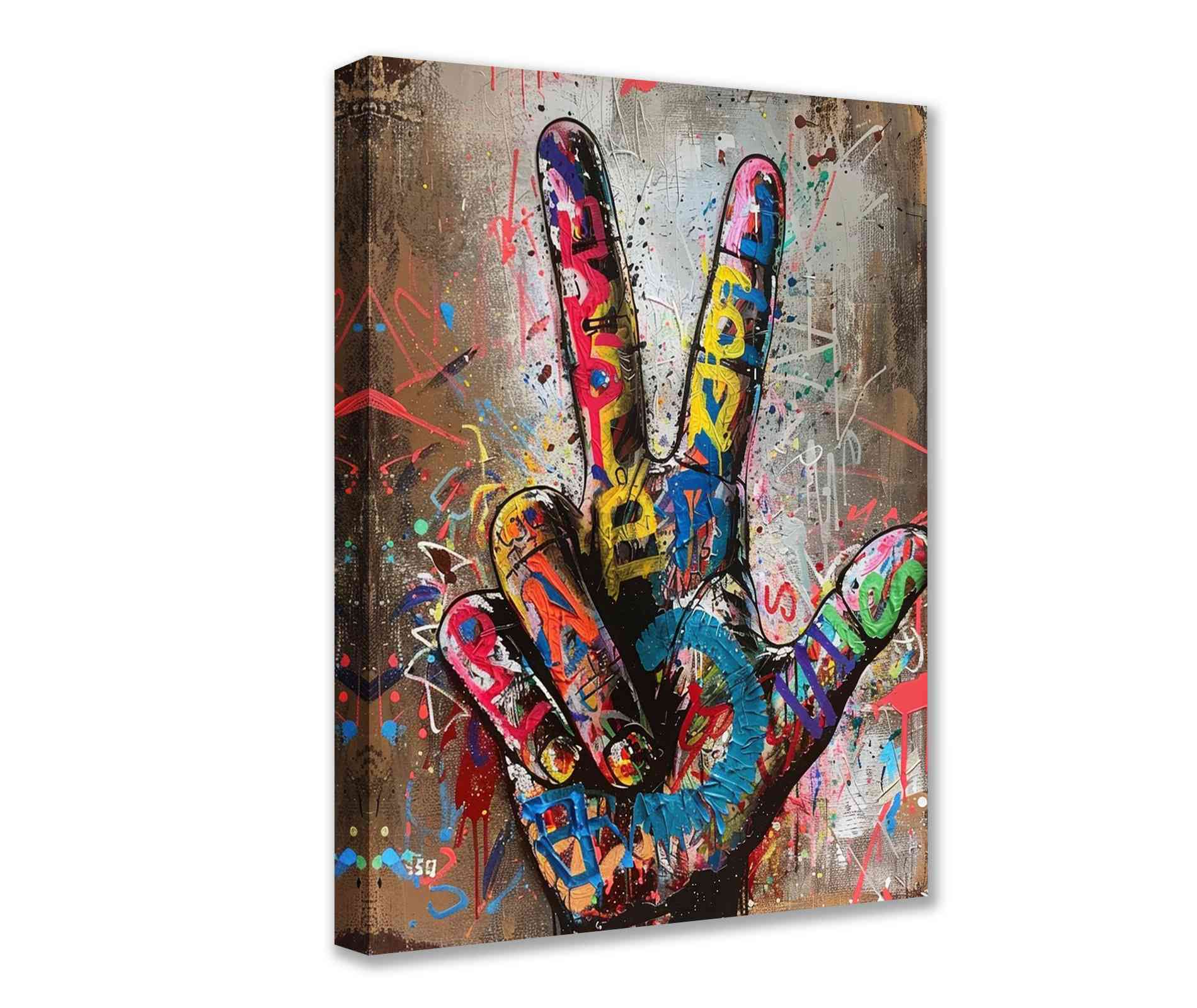 Graffiti Peace Sign Canvas Wall Art