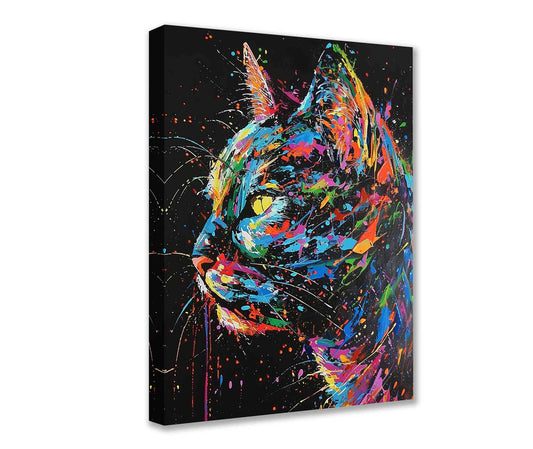 Colorful Abstract Cat Graffiti Canvas Wall Art