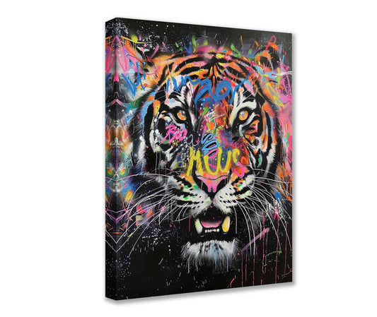 Graffiti Tiger Face Canvas Wall Art