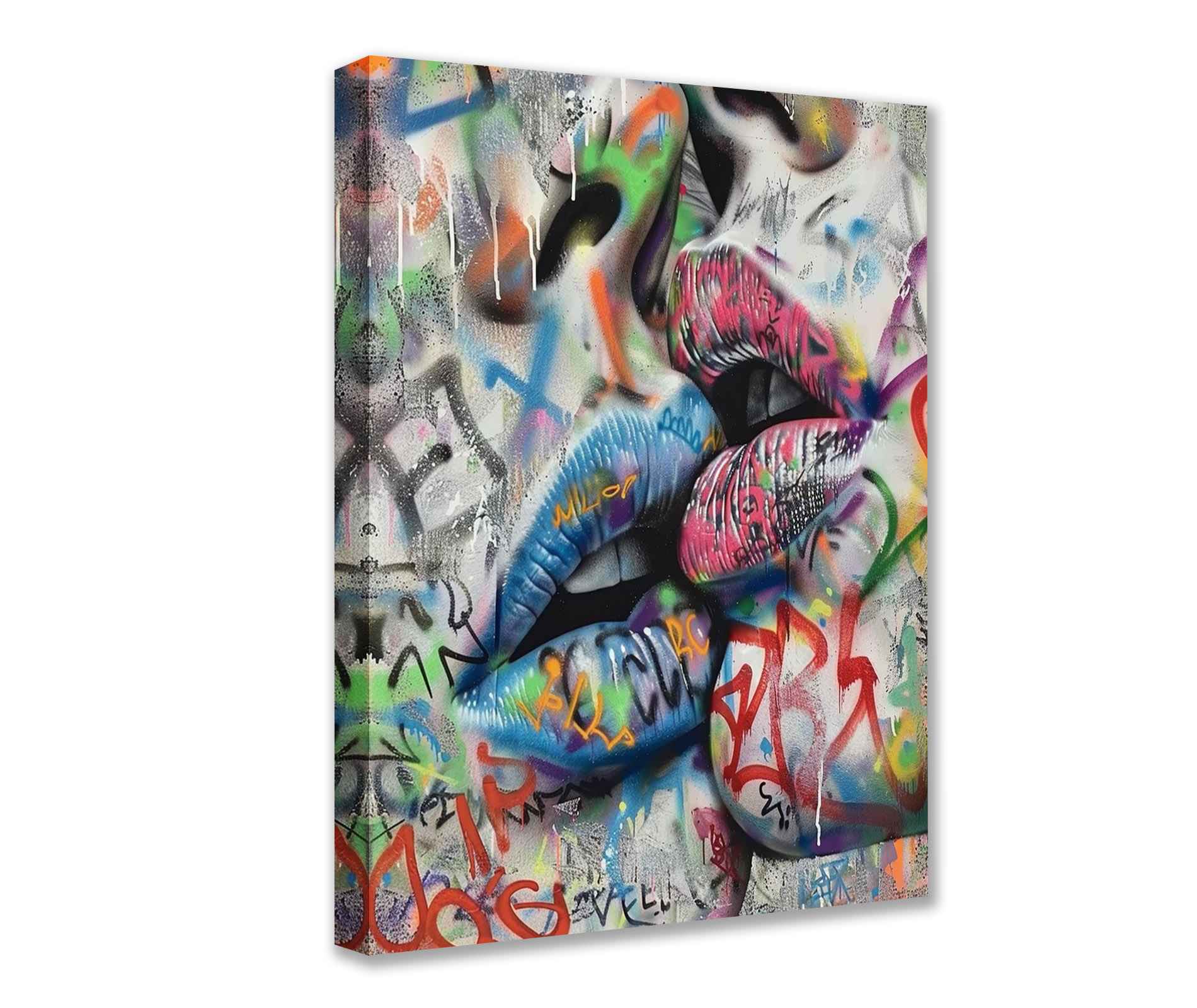 Graffiti Lips Pop Art Canvas Wall Art