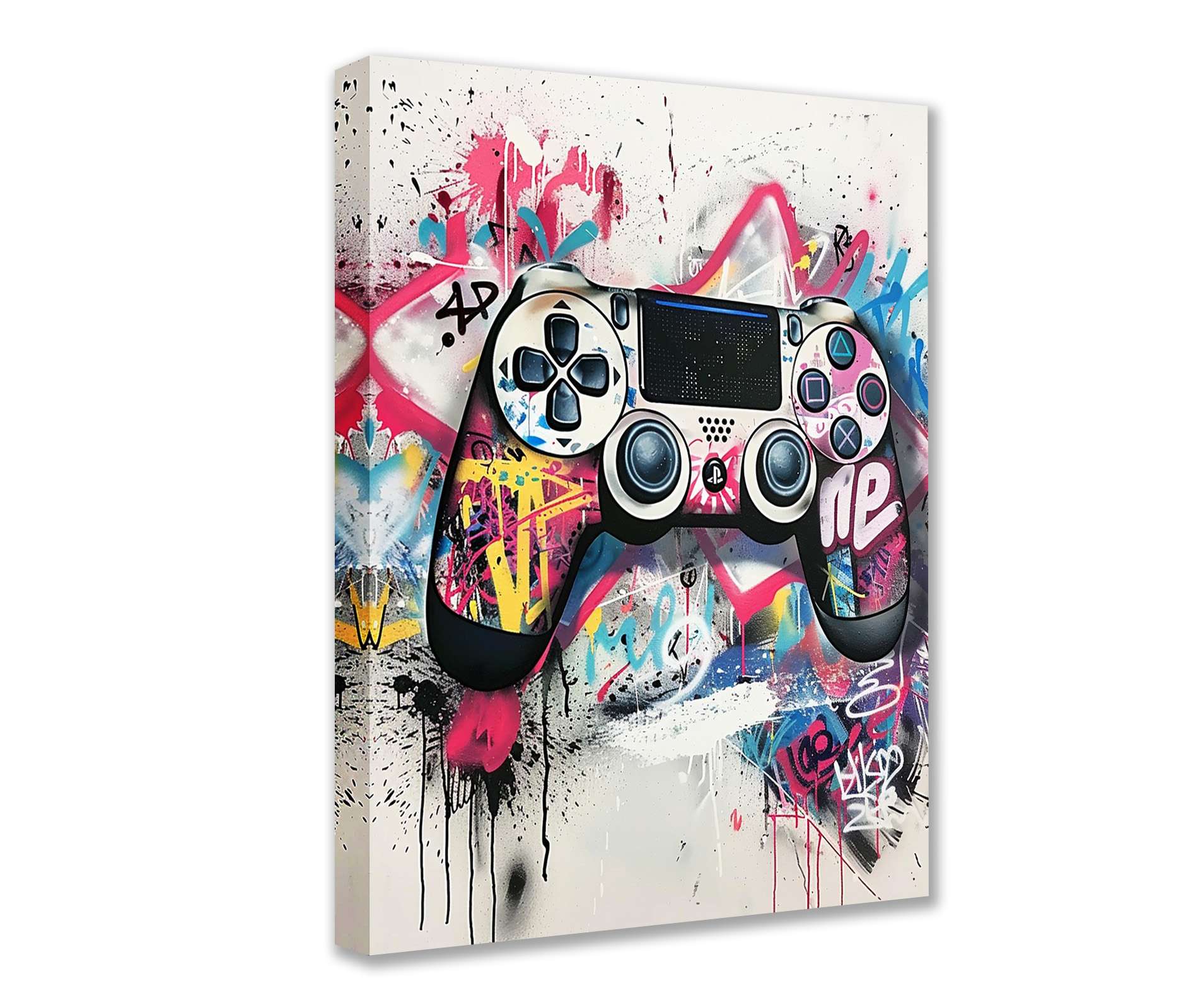 Graffiti Gaming Controller Canvas Wall Art