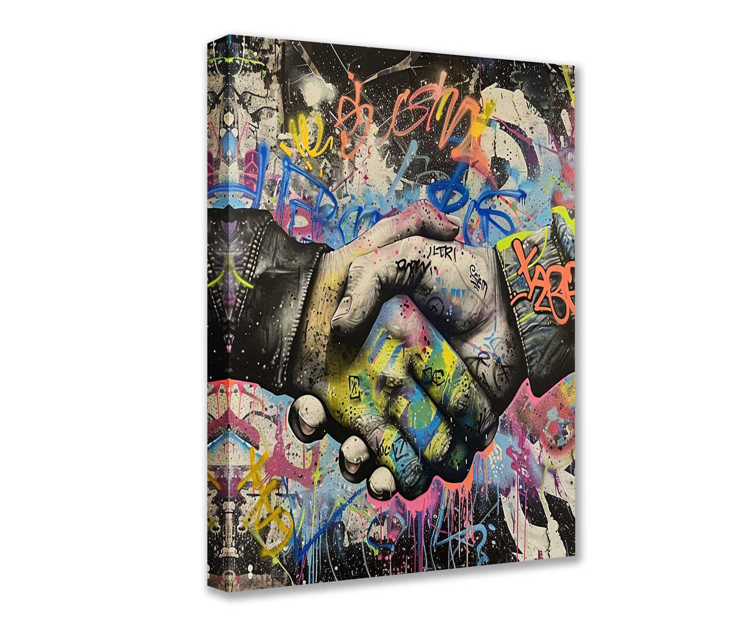 Graffiti Handshake Canvas Wall Art