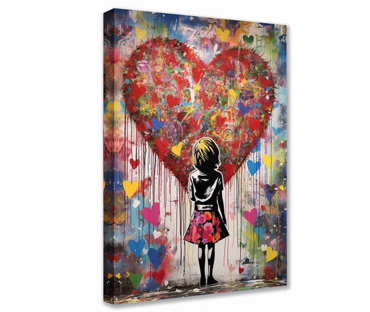 Girl with Heart Graffiti Canvas Wall Art