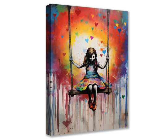 Girl on Swing Graffiti Canvas Wall Art