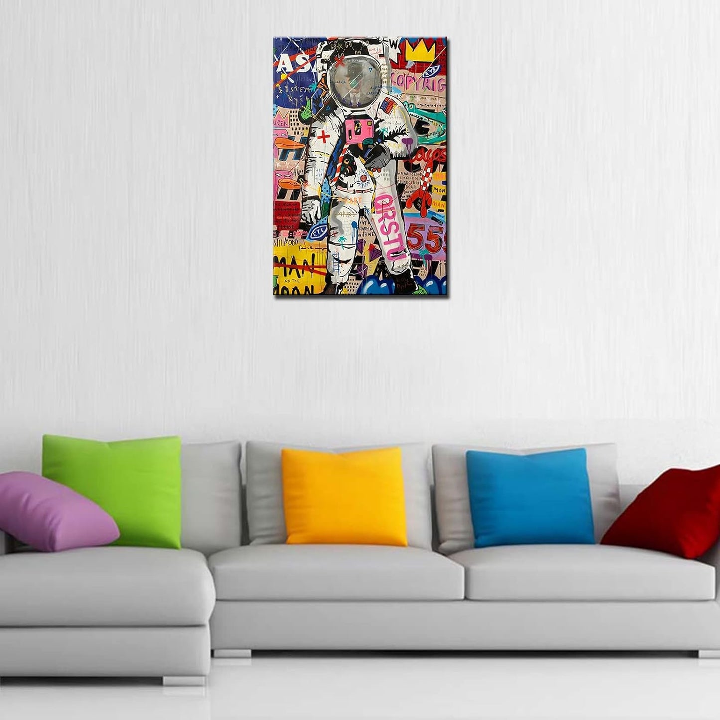 Graffiti Colorful Street Astronaut Canvas Wall Art