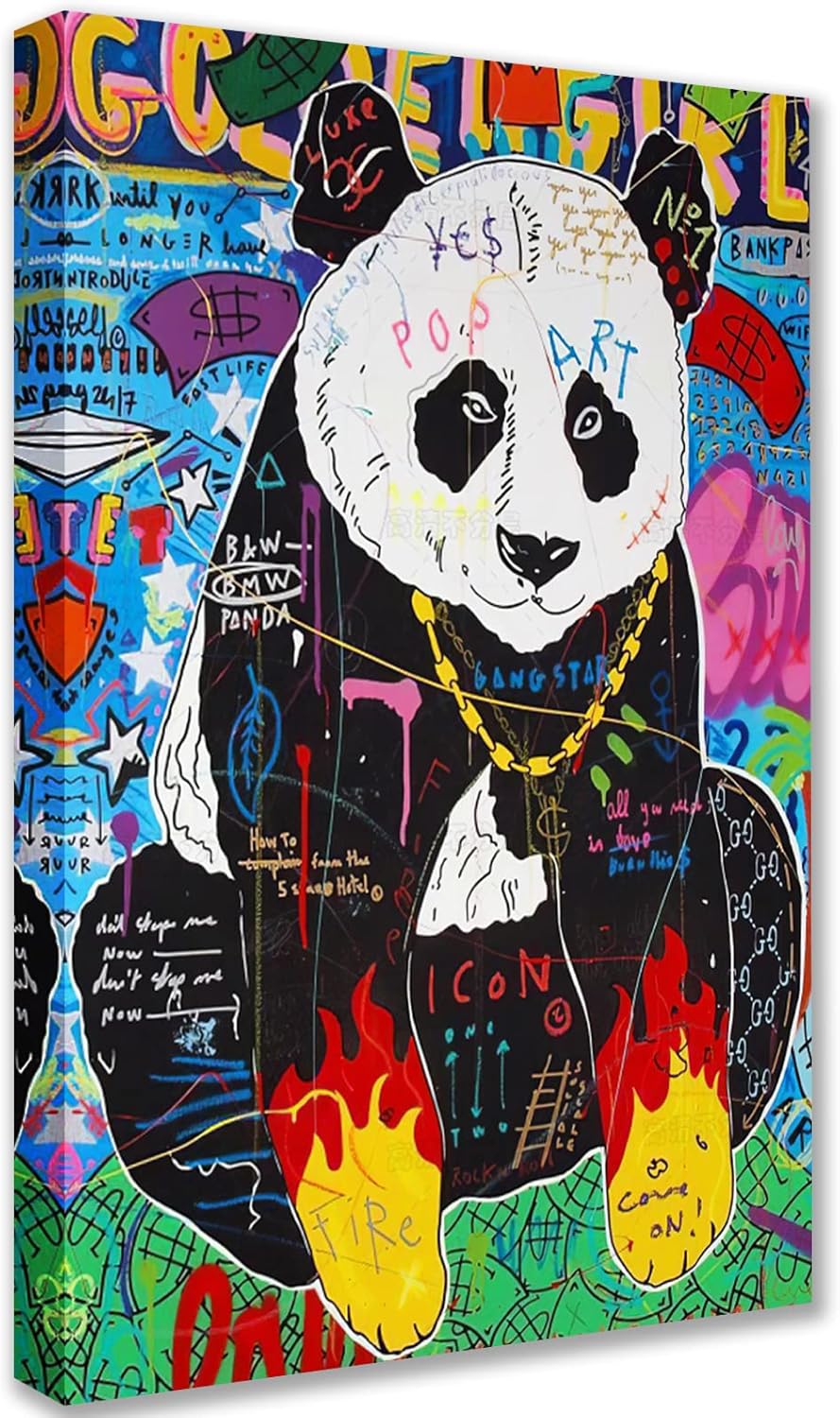 Graffiti Panda Canvas Wall Art