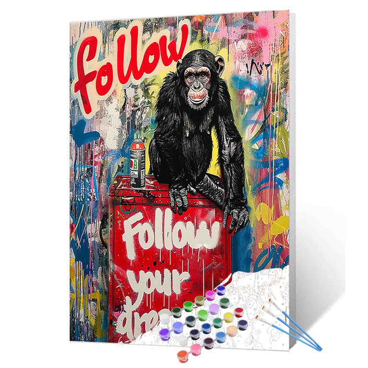 Graffiti Chimpanzee Motivation Paint by Numbers
