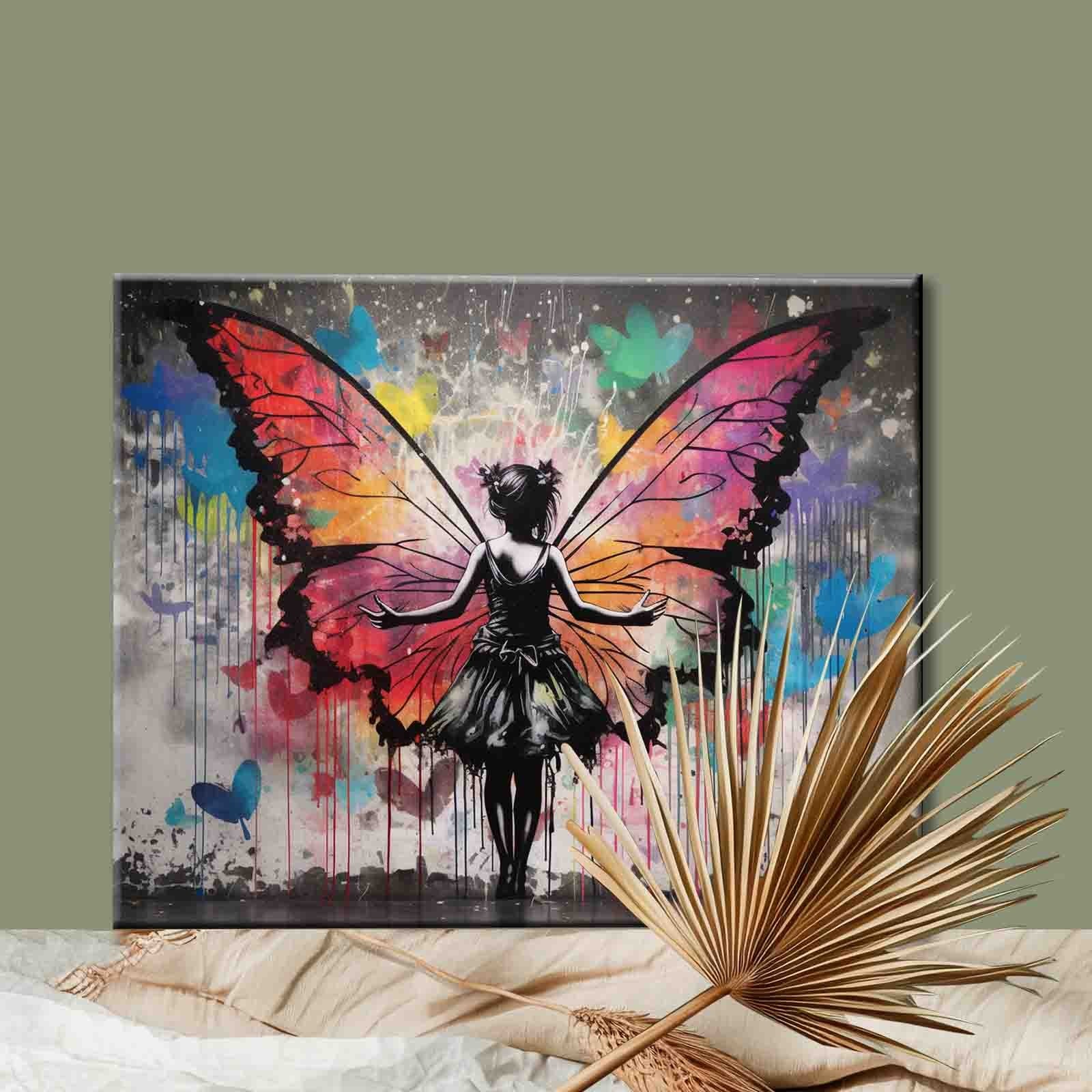 Graffiti Fairy with Colorful Wings paint by numbers