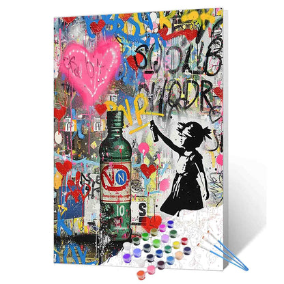 Graffiti Girl with Spray Can Paint by Numbers