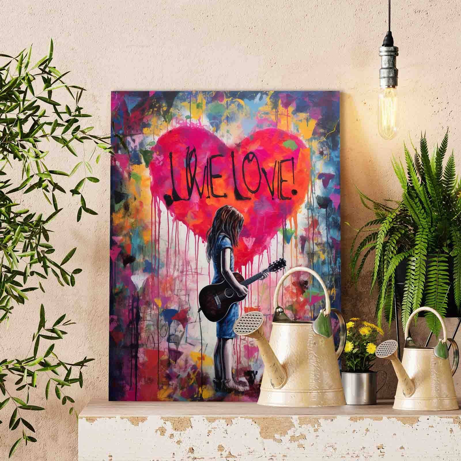 Graffiti Guitar Girl paint by numbers