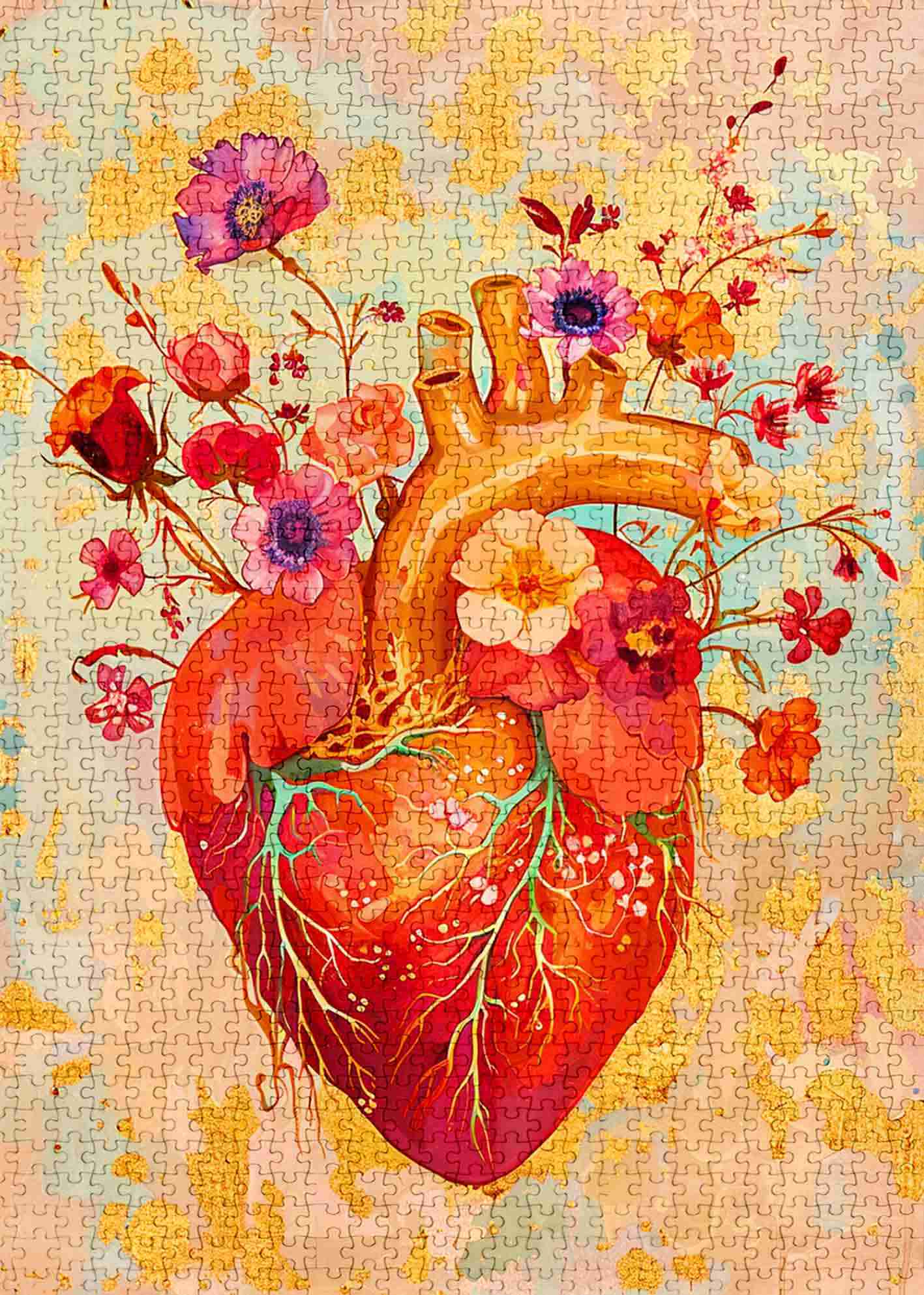 Floral Anatomical Heart Jigsaw Puzzles