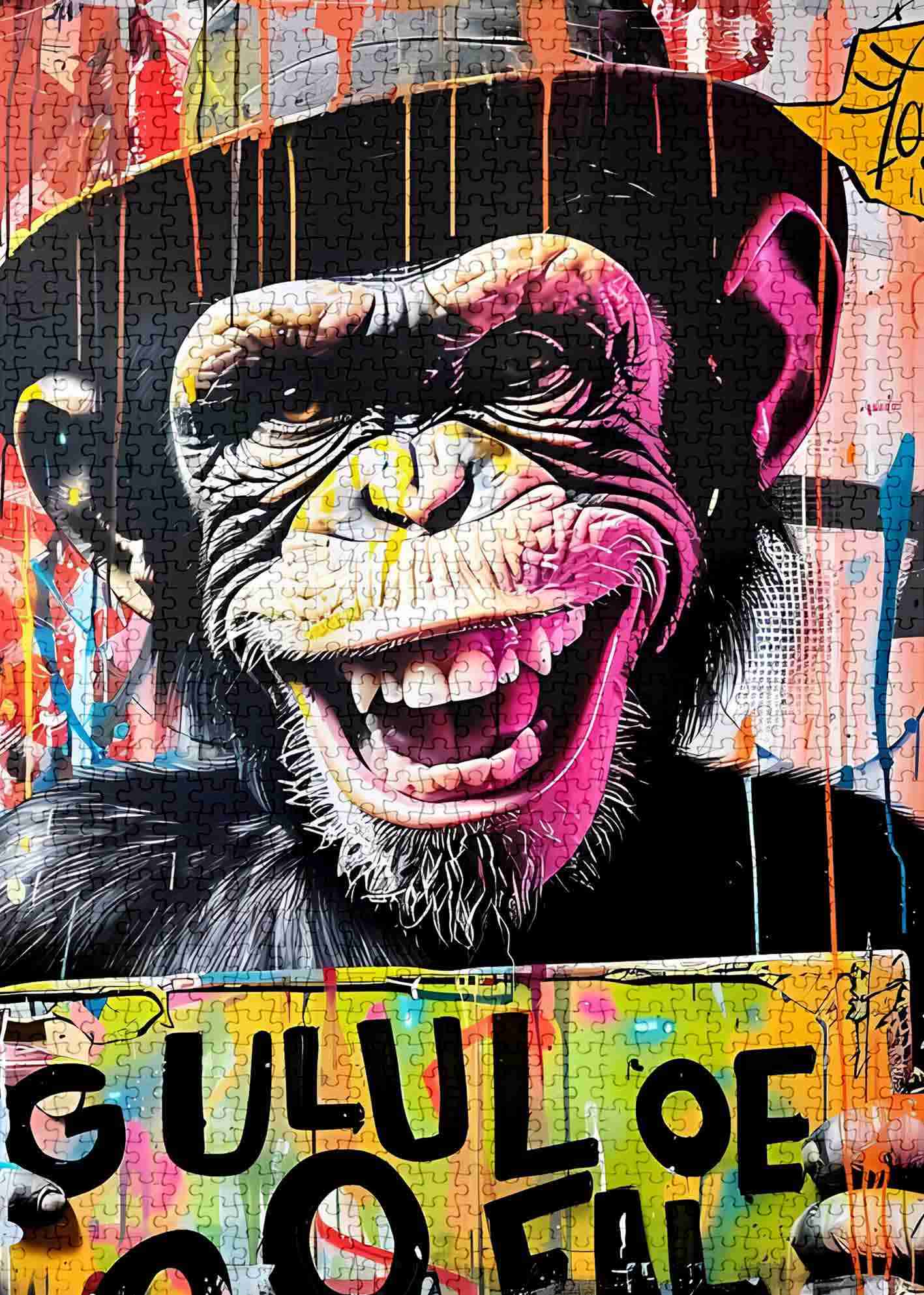 Graffiti Monkey with Hat Jigsaw Puzzles