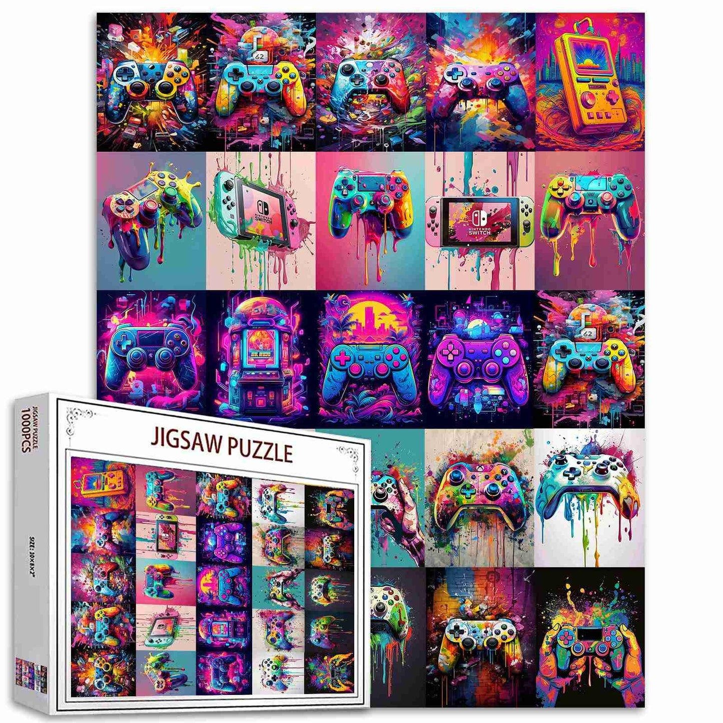 Vibrant Gaming Controllers Graffiti Jigsaw Puzzles