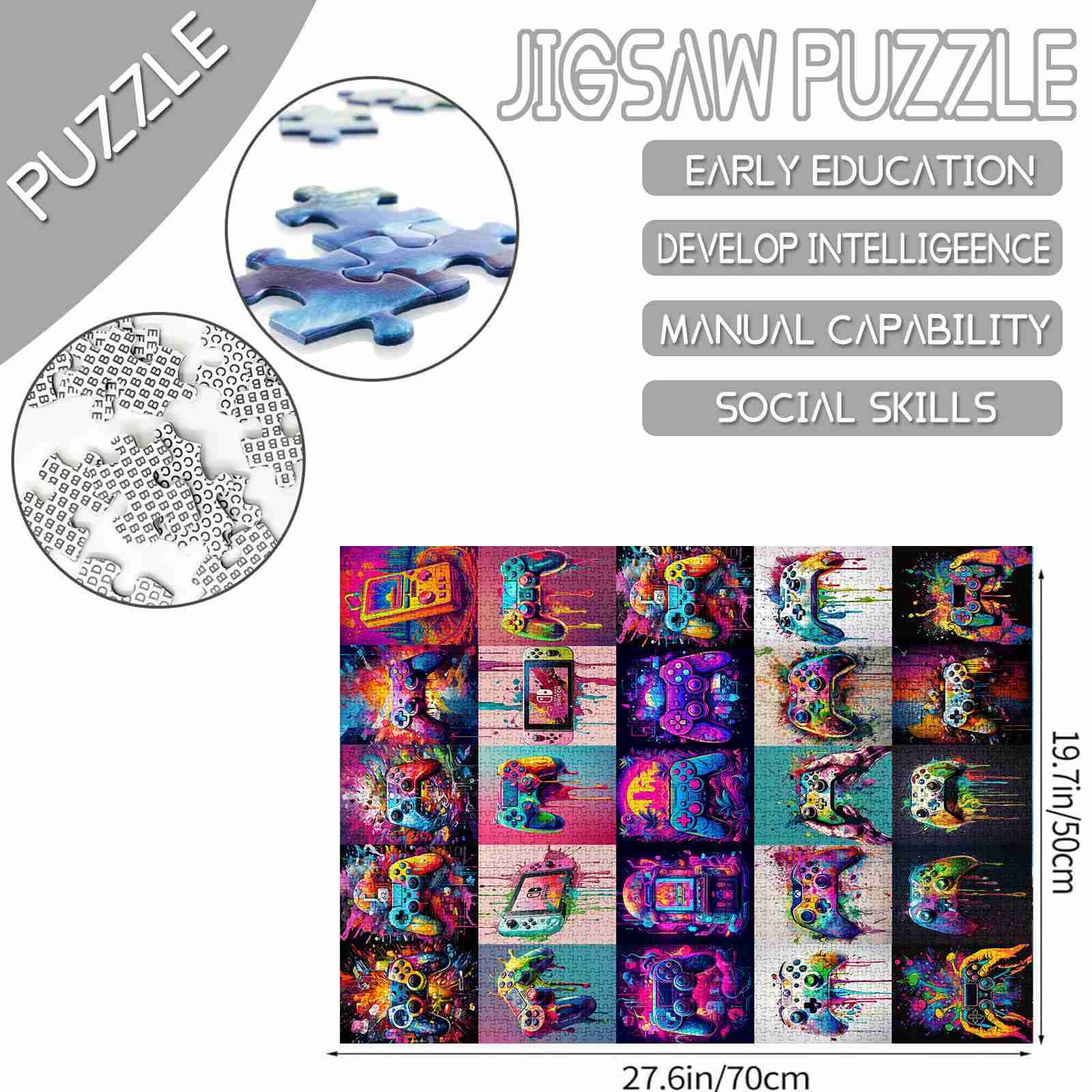 Vibrant Gaming Controllers Graffiti Jigsaw Puzzles