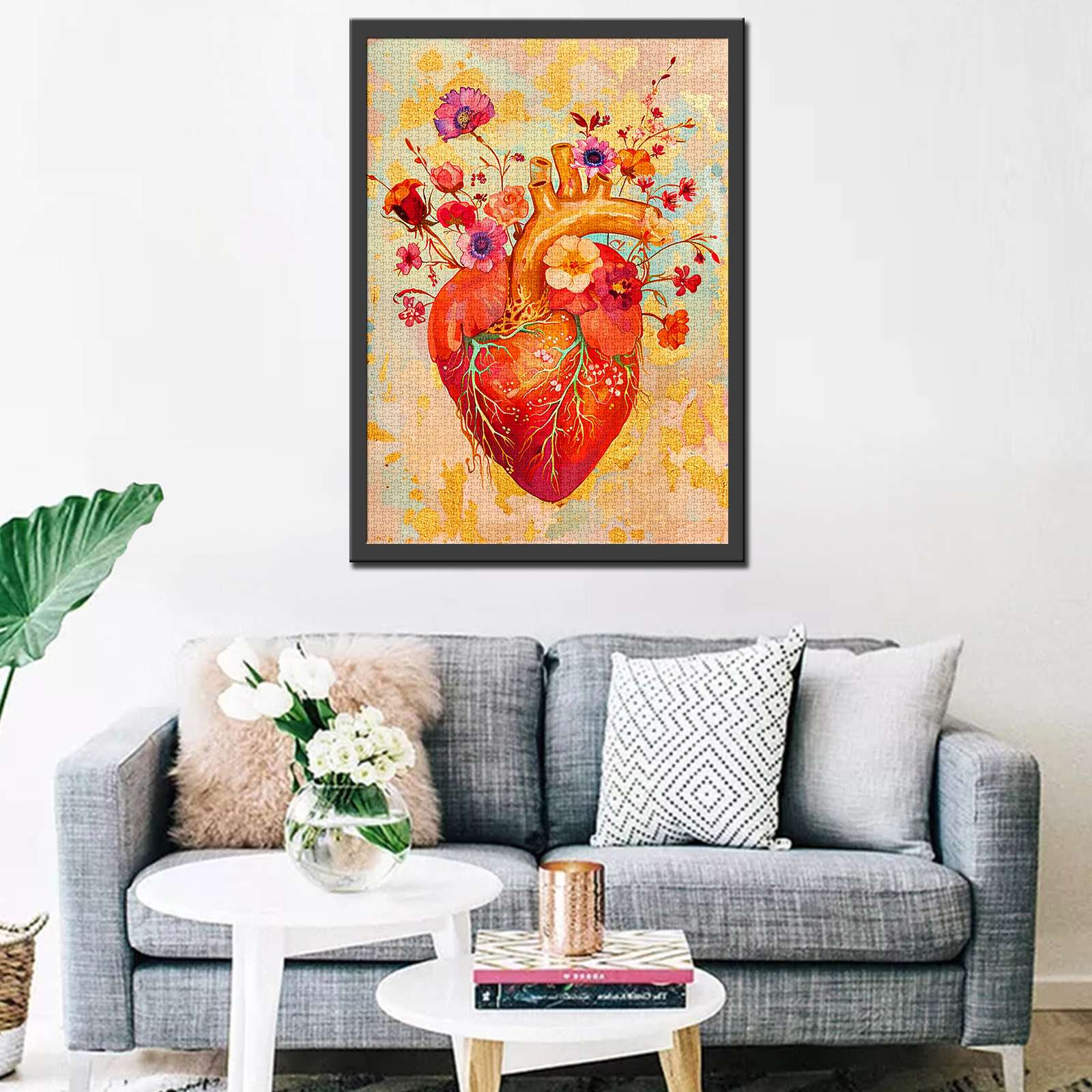 Floral Anatomical Heart Jigsaw Puzzles