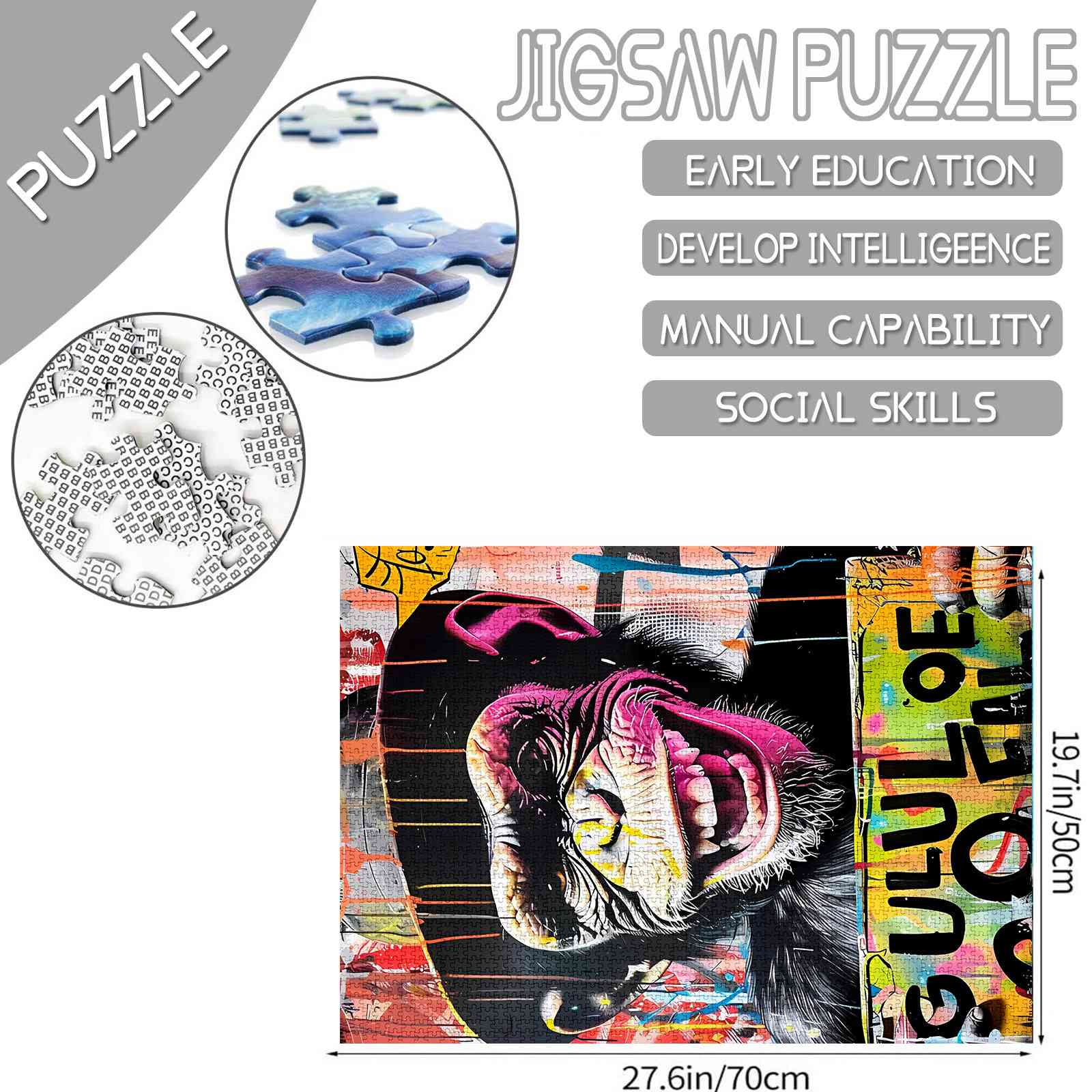 Graffiti Monkey with Hat Jigsaw Puzzles