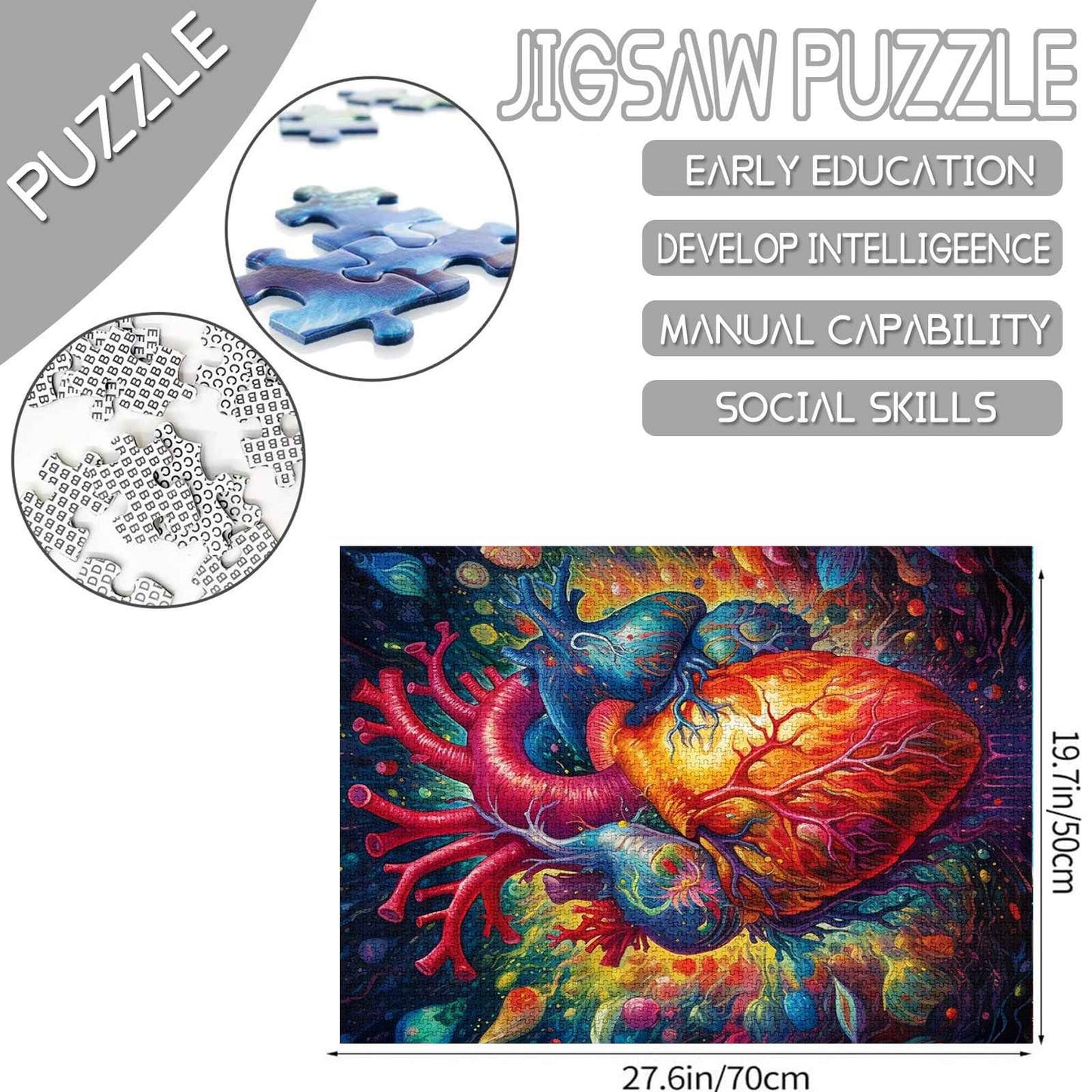 Colorful Anatomical Heart Jigsaw Puzzles