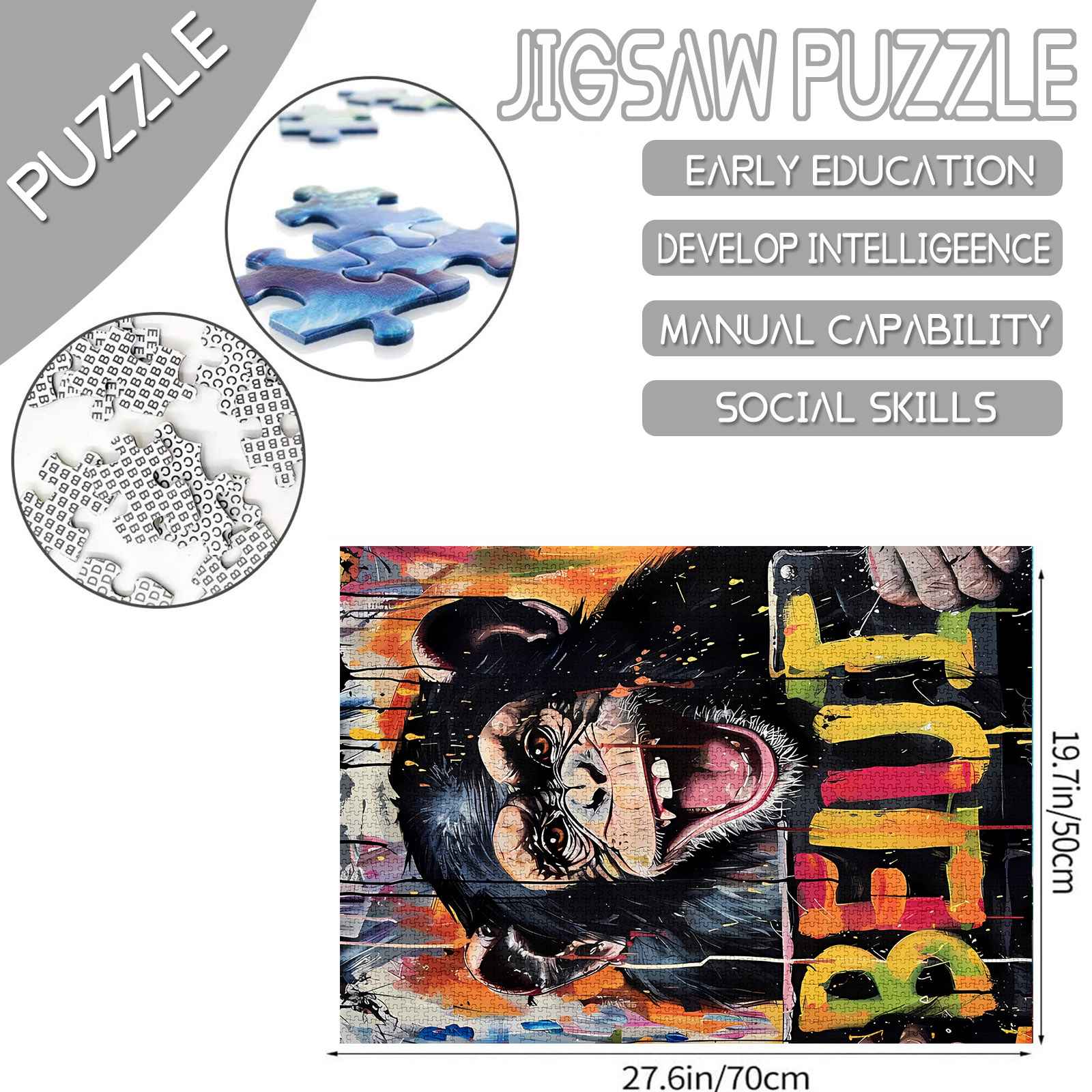 Colorful Monkey Graffiti Jigsaw Puzzles