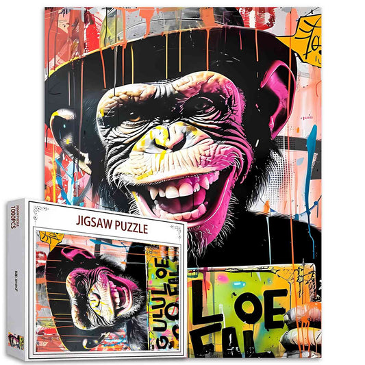 Graffiti Monkey with Hat Jigsaw Puzzles