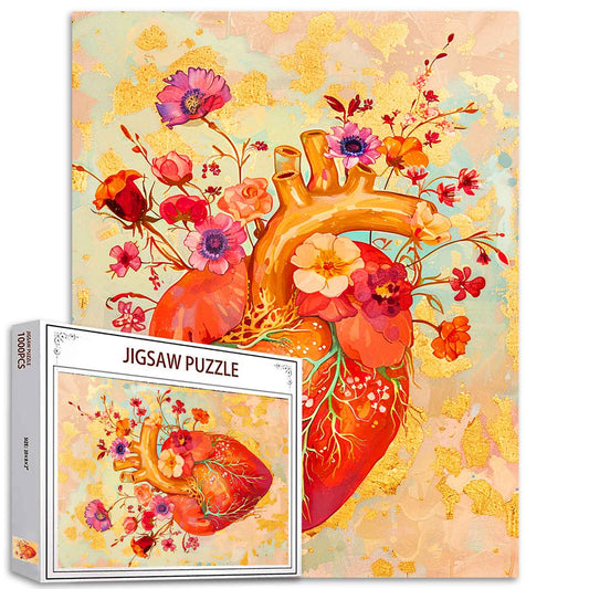 Floral Anatomical Heart Jigsaw Puzzles