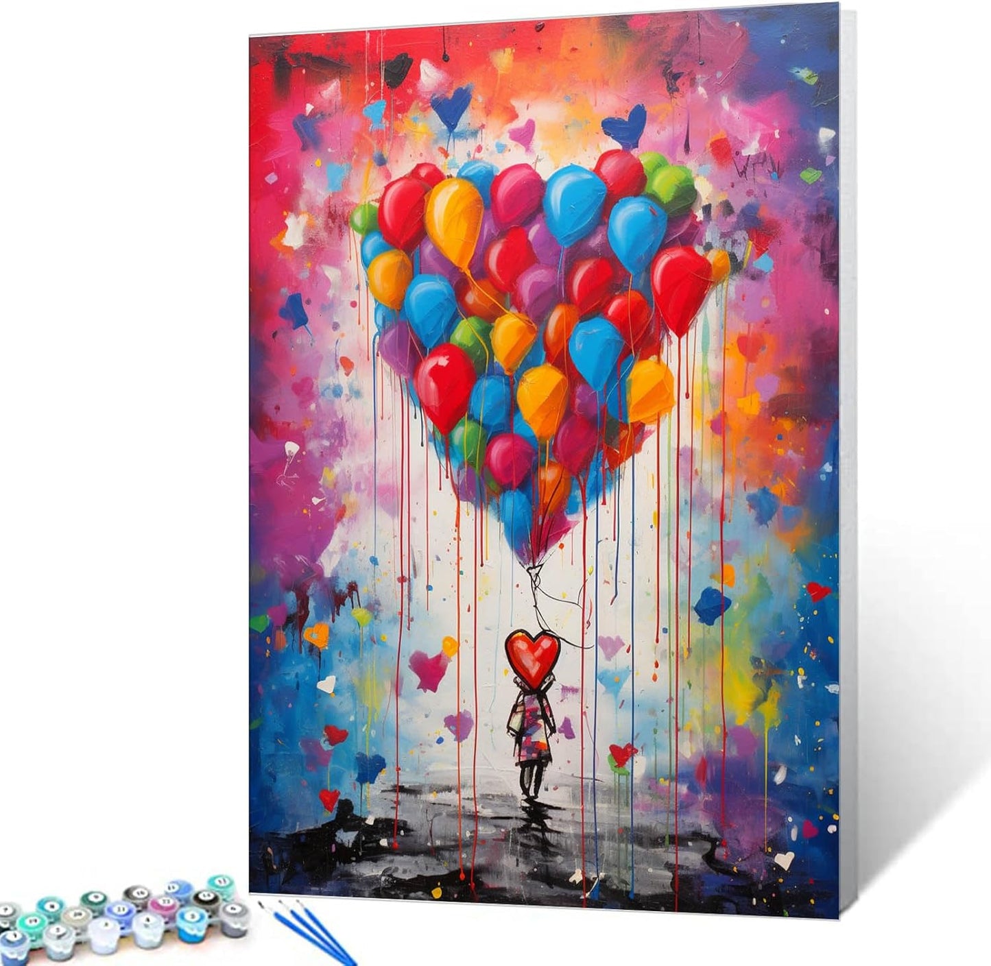 Colorful Balloons in Little Girl's Dream Paint by Numbers