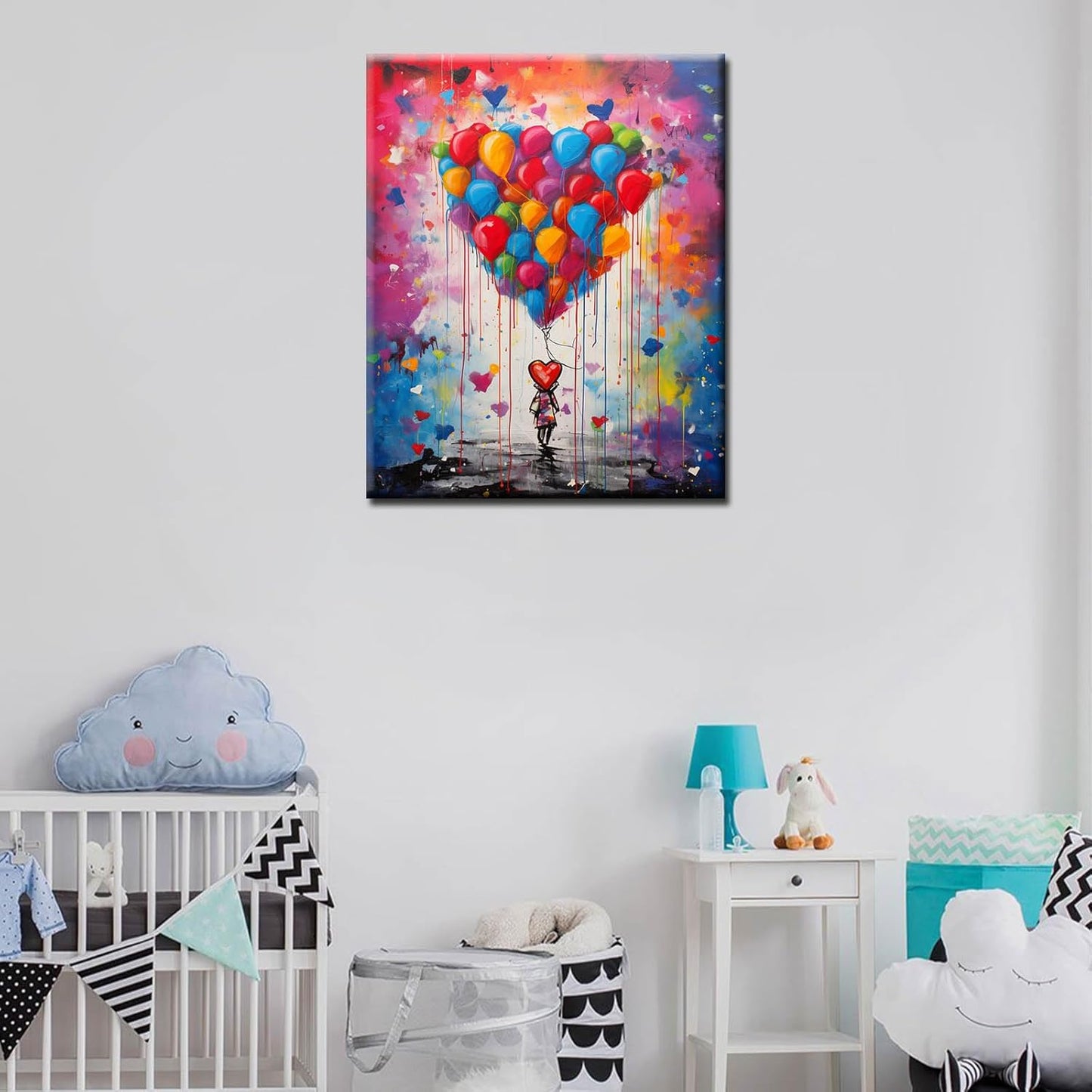 Colorful Balloons in Little Girl's Dream Paint by Numbers