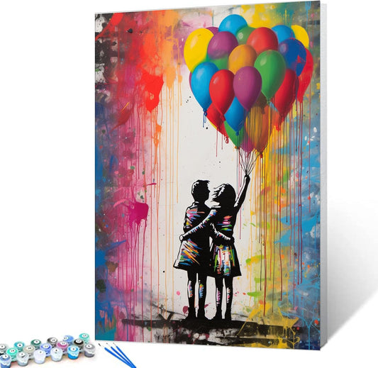 Graffiti Couple with Rainbow Balloon Paint by Numbers