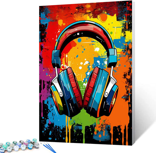 Colorful Graffiti Headphones Paint by Numbers