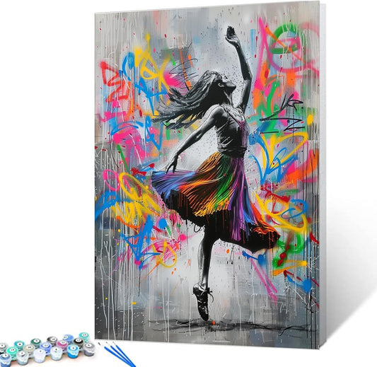 Modern Dancing Girl Graffiti Art Paint by Numbers