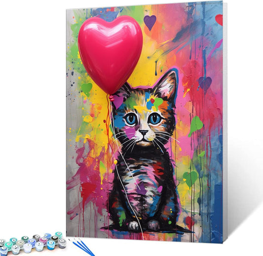 Graffiti Cute Cat Balloon Paint by Numbers