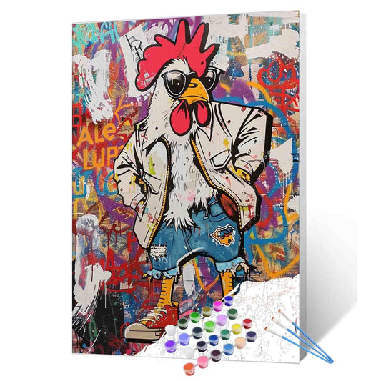 Graffiti Rebel Chicken Paint by Numbers