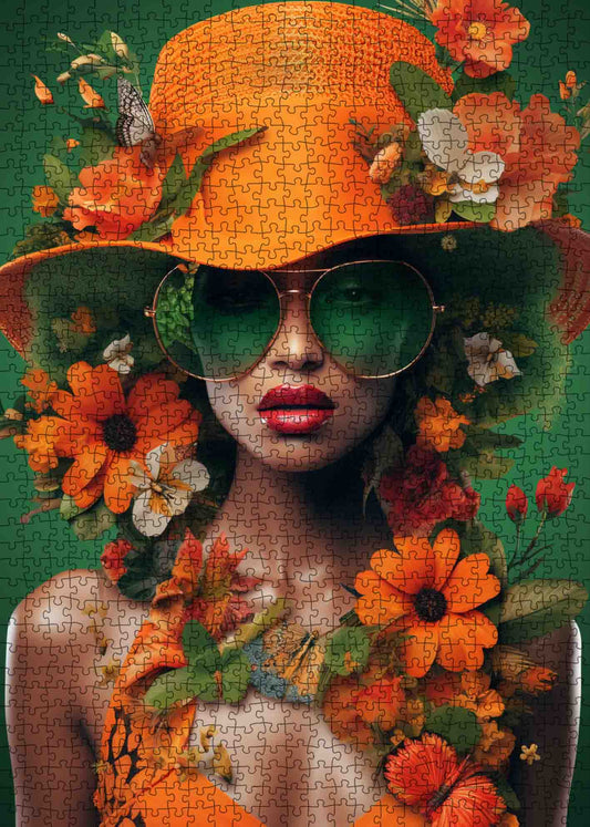 Graffitic Woman and Tropical Plants Jigsaw Puzzle