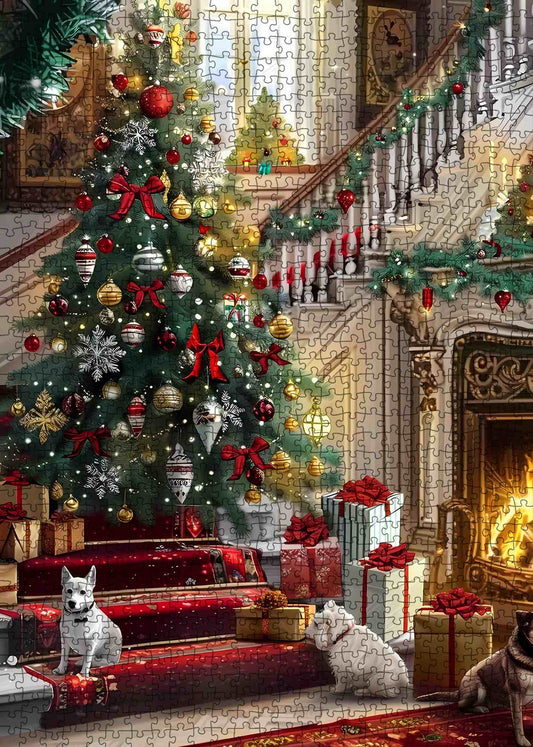 Grand Christmas Hall with Sparkling Tree Jigsaw Puzzle