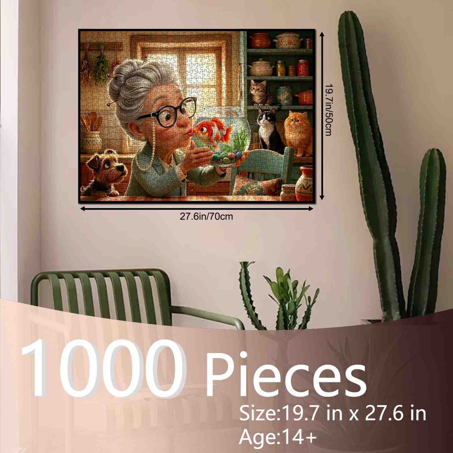 Grandma Goldfish Kiss Moment Jigsaw Puzzle