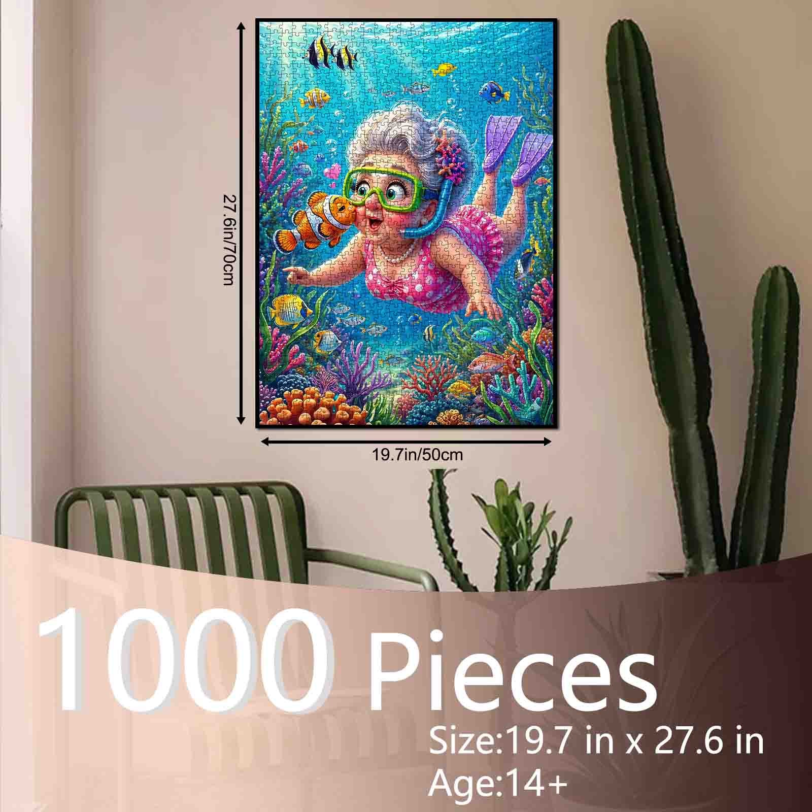 Grandma Snorkeling Coral Reef Adventure Jigsaw Puzzle