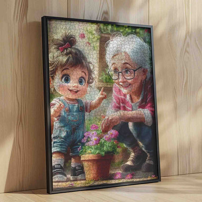 Grandma and Granddaughter Gardening Jigsaw Puzzle